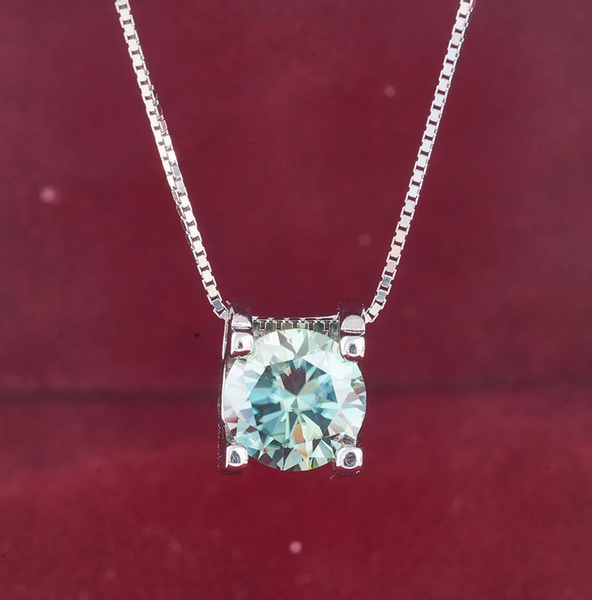 GRA Certified 1Ct Moissanite Necklace 925 Sterling Silver