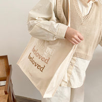 Canvas Shoulder Bag Beloved Embroidery Shopping Bags