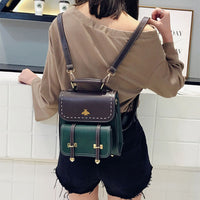 Women's Backpack Color Matching PU Material Schoolbag Mini