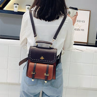 Women's Backpack Color Matching PU Material Schoolbag Mini
