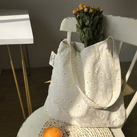 Canvas Shoulder Bags Embossed Daisy Design Ladies Floral
