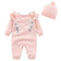 Embroidery Rompers + Hat Baby Girl Newborn Rompers