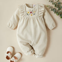 Baby Solid Floral Ruffled Jumpsuit