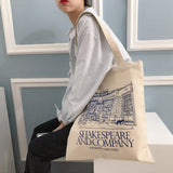 Canvas Shoulder Bag Print Ladies Shopping Bags Cotton Cloth Fabric