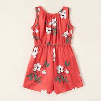 3-piece Kids Girl Floral Allover Solid Strappy Jumpsuits