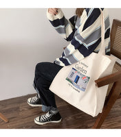 Canvas Shopping Bag Oil Painting Books Bag