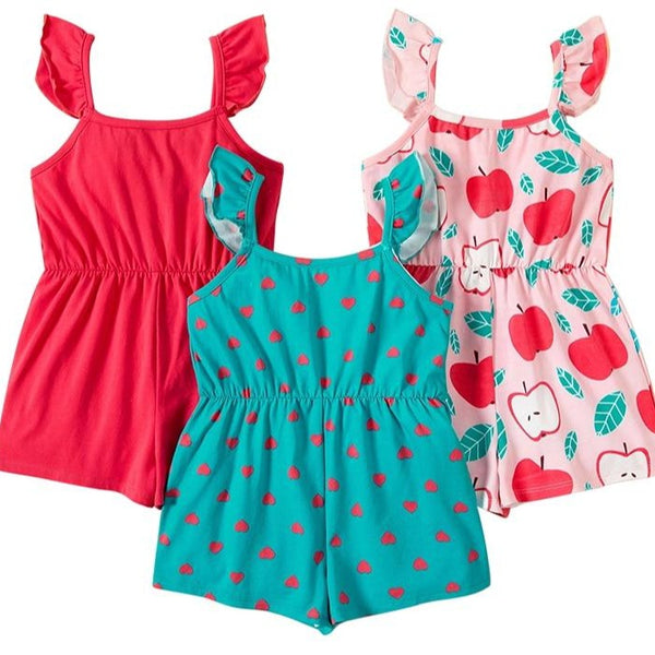 3pcs Toddler Girl Tank Jumpsuits for 3-6Y Kids Girl