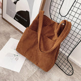 Corduroy Totes Bag With Inner Pocket