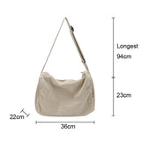 Simple Corduroy Crossbody Bags Leisure Zipper Handbag