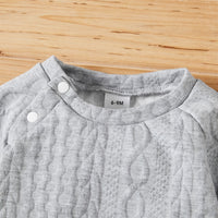 Solid Long-sleeve Imitation Knitting Baby Set