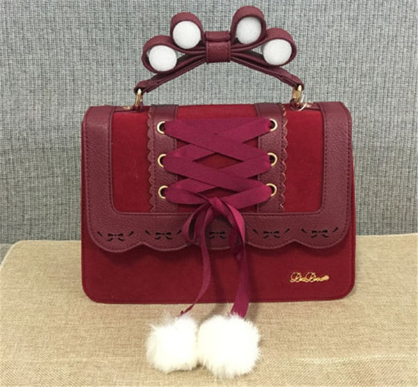 Sweet Red Handbag Leather Shoulder Bag