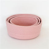 FullLove 3PCS/Set Cotton Storage Basket Solid Pink Toys Cosmetic Organizer Sundries Jewelry