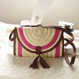 Straw Knitted Handbag Crossbody Wicker Bag Woven Flap