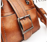 PU Leather Crossbody Bag Vintage Bucket Shoulder Bag