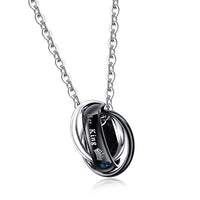 Necklack Stainless Steel Lovers CZ Chain "His Queen Her King"