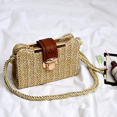 Luxury Handbags Women Crossbody Bags Designer Square Straw HandBag