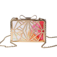 Metal Patchwork Shinning Shoulder Bags Ladies Print Day Clutch