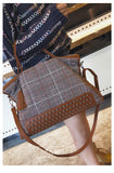 Plaid woolen cloth large capacity women handbags