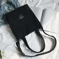 Zip Solid Color Corduroy Eco Handbag Shoulder Bag