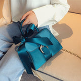Solid Hasp Ribbons Soft Handbag