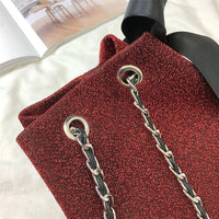 Velvet Bowknot Chain Bag Bucket