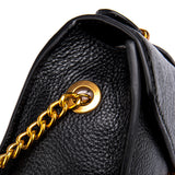 Cowhide Grain Handbag Gold Chain Strap