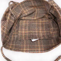 Woolen Canvas Bags Scottish Pattern Vintage Plaid Big Tote