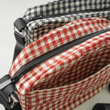 Red Black Plaid Small Flap Cotton Shoulder Bag
