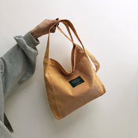 Corduroy Shoulder Bag Canvas Crossbody Bags Zipper