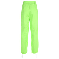 Neon Green High Waist Cargo Pants
